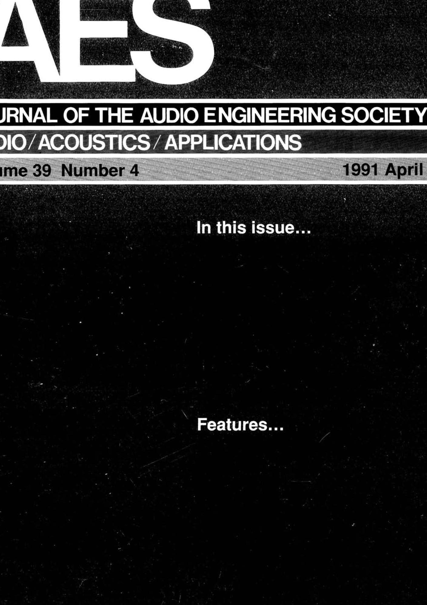 AES E-Library » Complete Journal: Volume 39 Issue 4