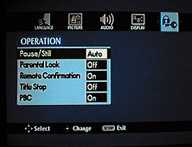 Onkyo DV-S717 On-screen Display